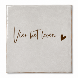 Tegeltje 'Vier het leven'.