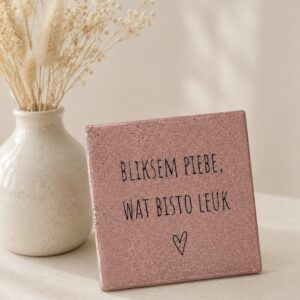 Tegeltje 'Bliksem piebe'.