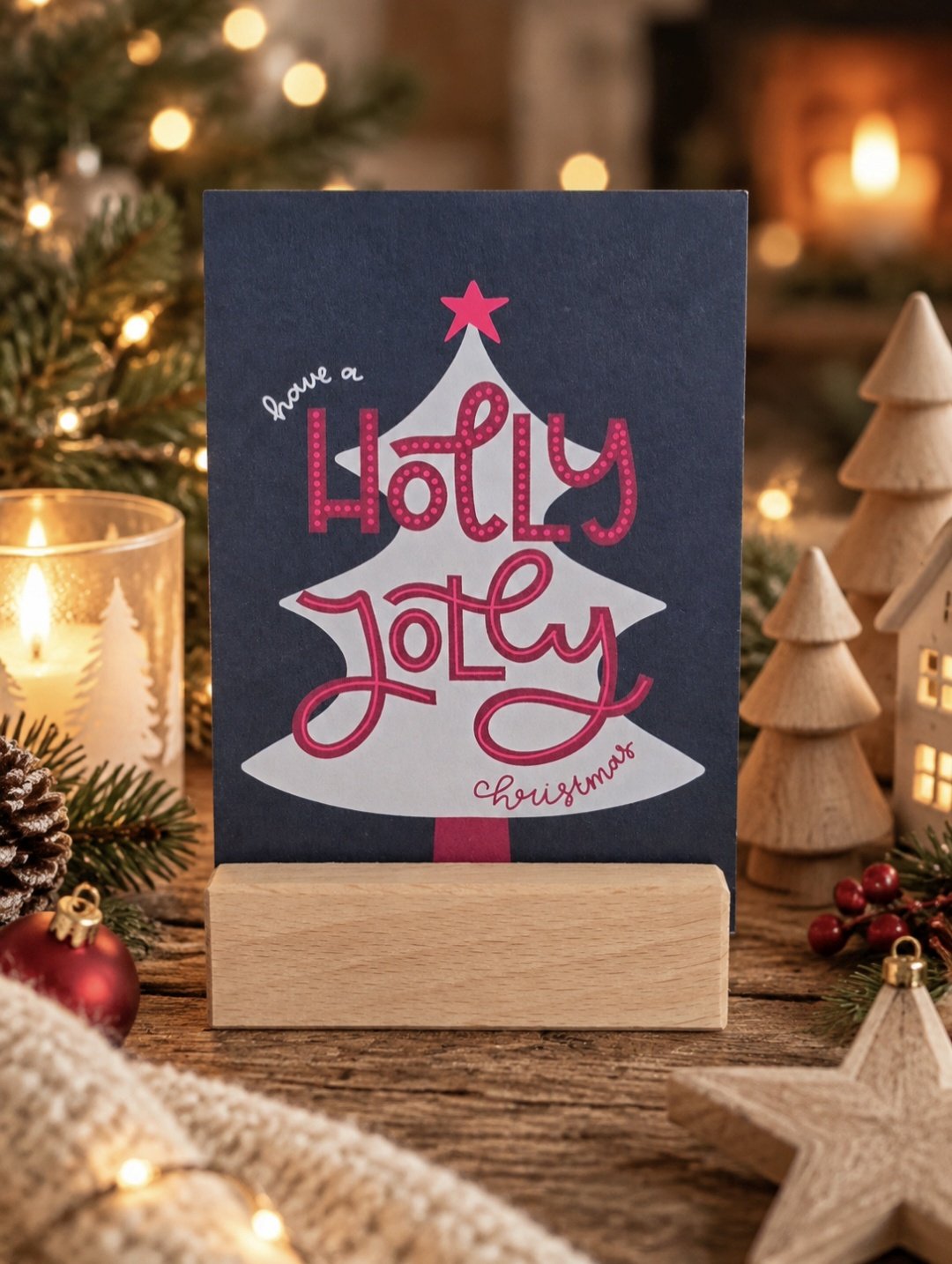 Kerstkaart 'Holly jolly'. - Afbeelding 2