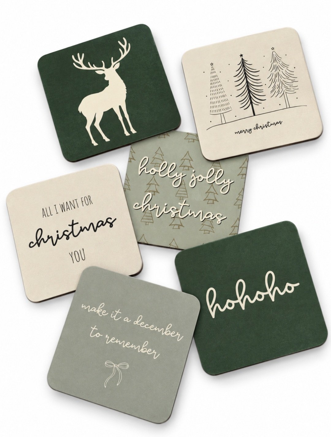 Set van 6 kerst onderzetters